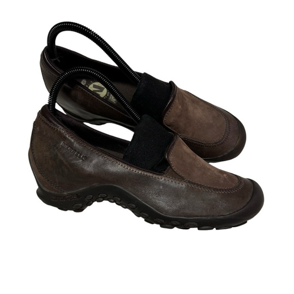 Merrell Ortholite Size 8 Suede And Leather Plaza Spree Chestnut Saddle Slip On - Picture 4 of 8